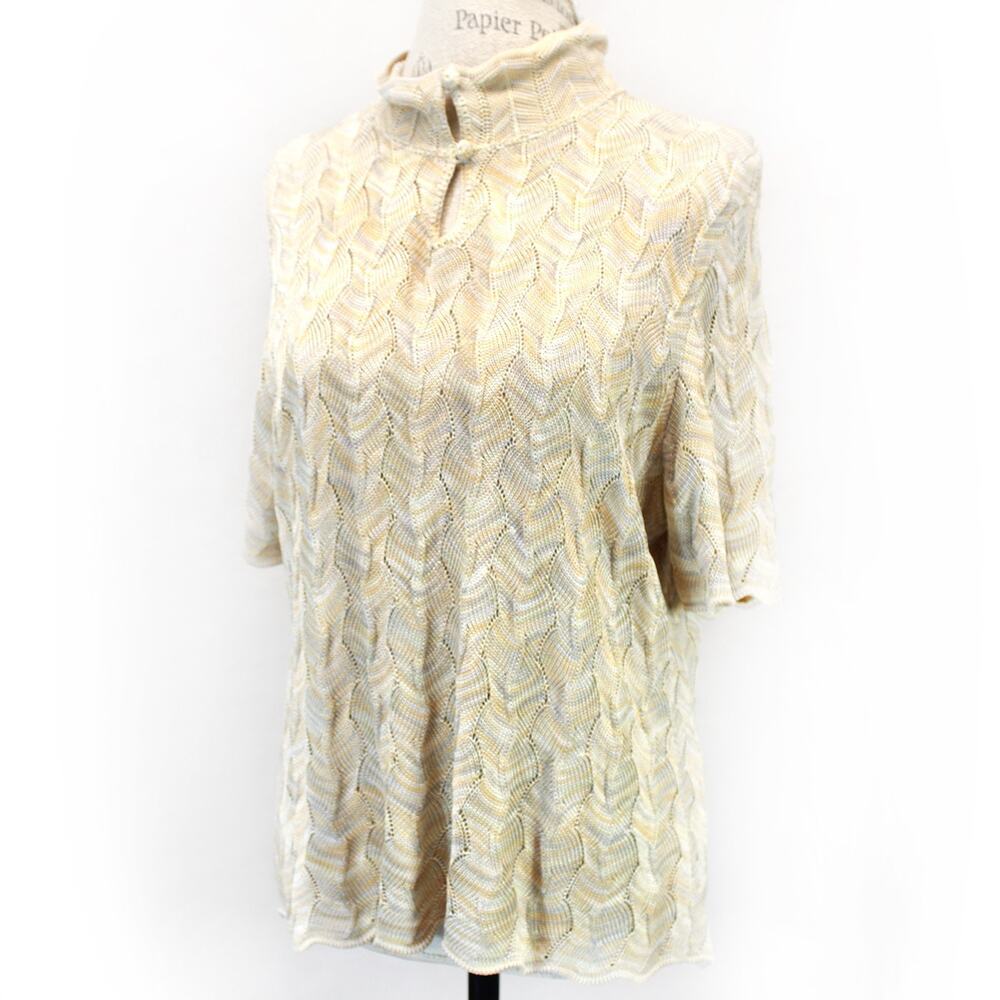 Brenda French French Rags designer vintage Y2K knitted hand loomed blouse top L